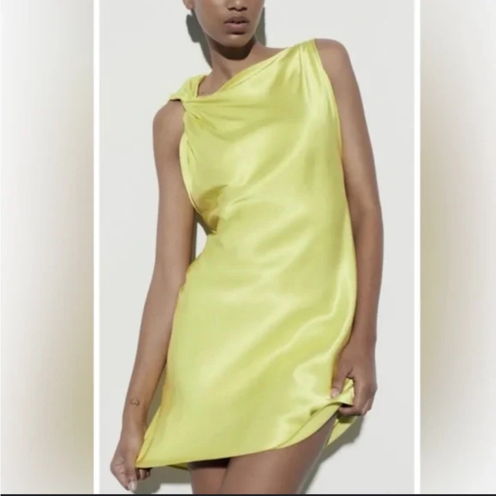 Zara Green One Shoulder Sheath Dress Cocktail